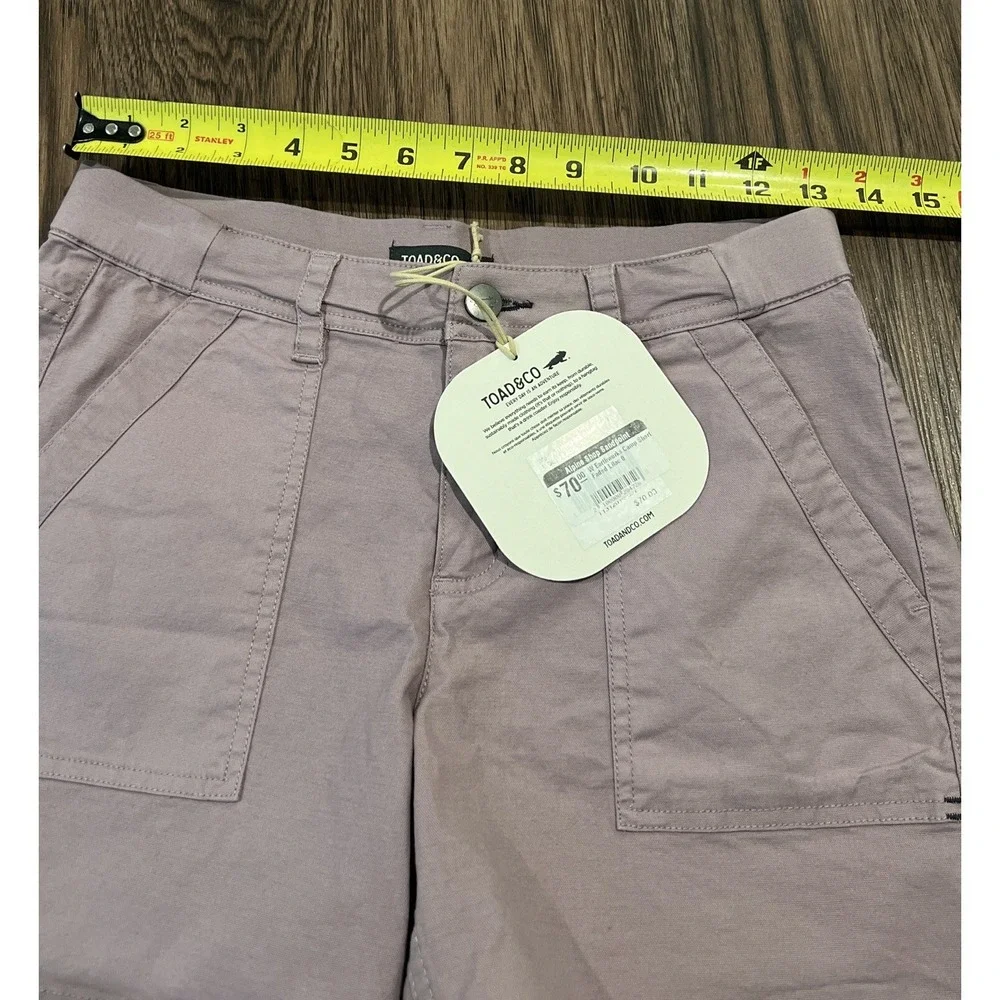 Toad & Co Womens Earthworks Camp Feded Lilac Short Size 0 Organic Cotton Blend - Picture 7 of 9